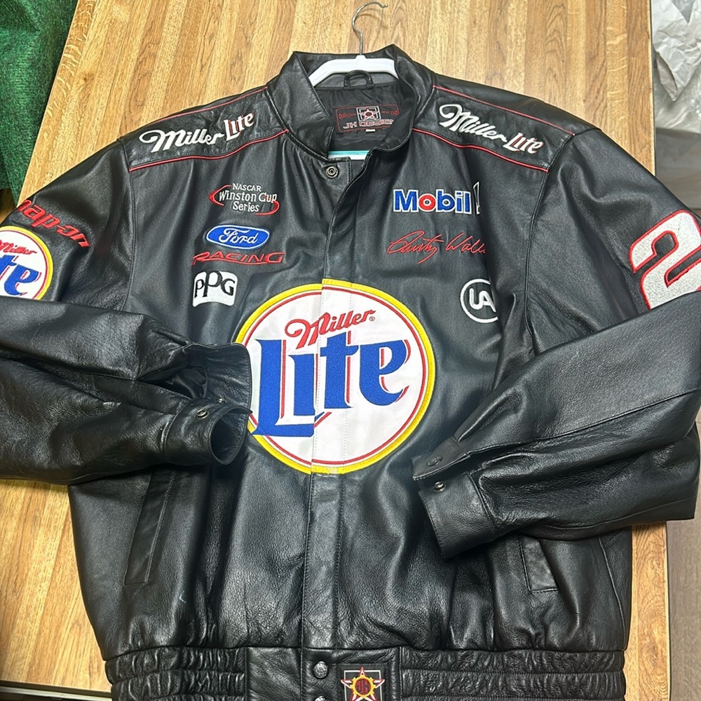 Rusty Wallace Miller Lite Leather NASCAR Racing Jacket